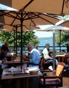 Weather permitting, sit out on the deck at Prima Bistro.