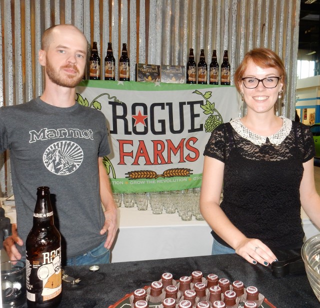 Rogue Beer staff hand out truffle samples